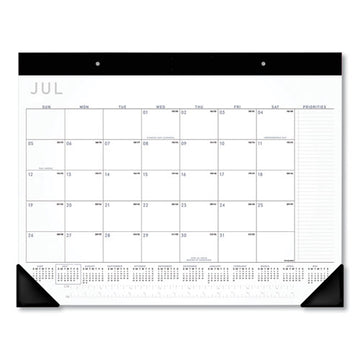 AT-A-GLANCE® Academic Monthly Desk Pad, 21.75 X 17, White-black Sheets, Black Binding-corners,12-month (july To June): 2021 To 2022 freeshipping - TVN Wholesale